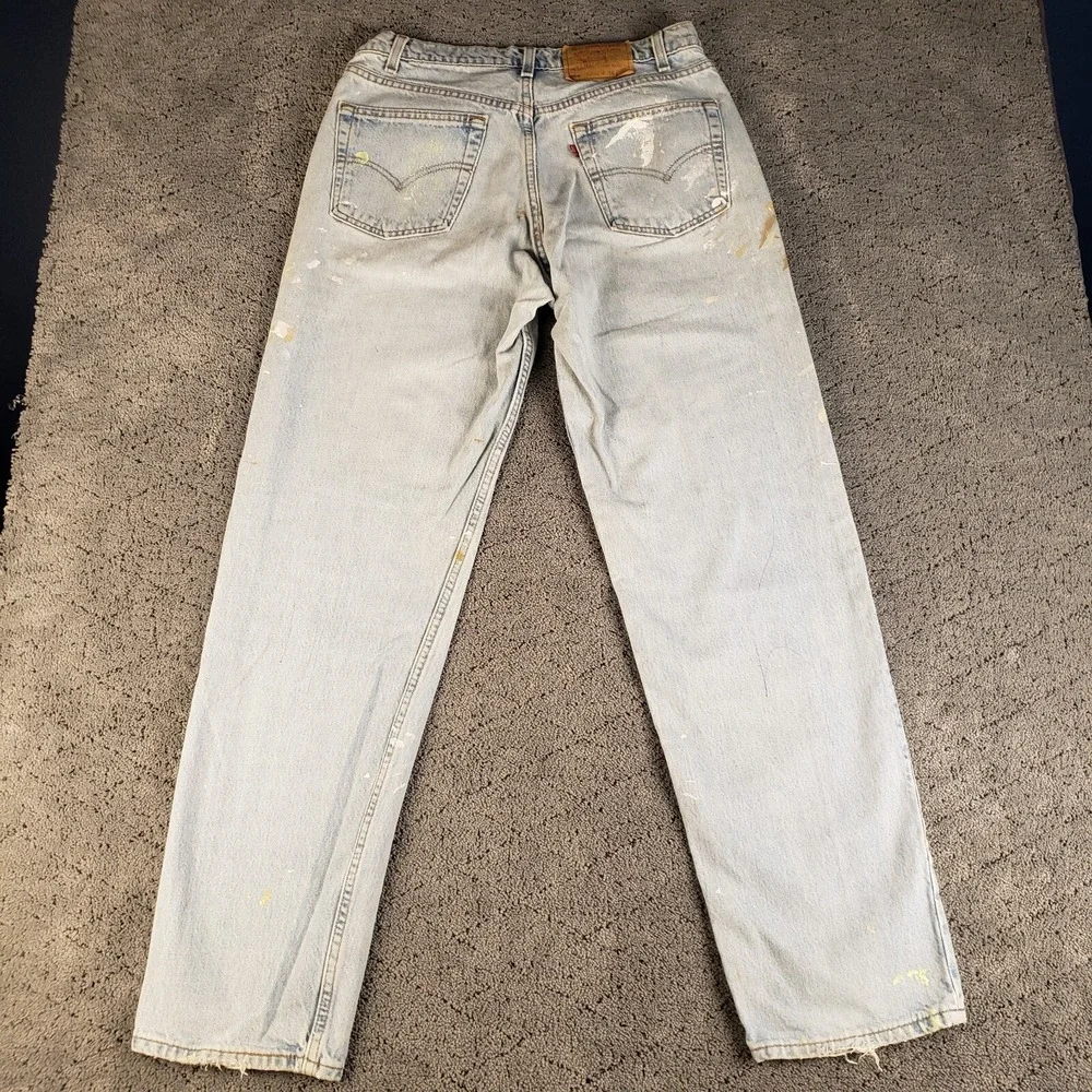 VTG 90s Levis 550 Mens 34x34 Paint Distressed Blue Denim 550-4834 USA Made 1997